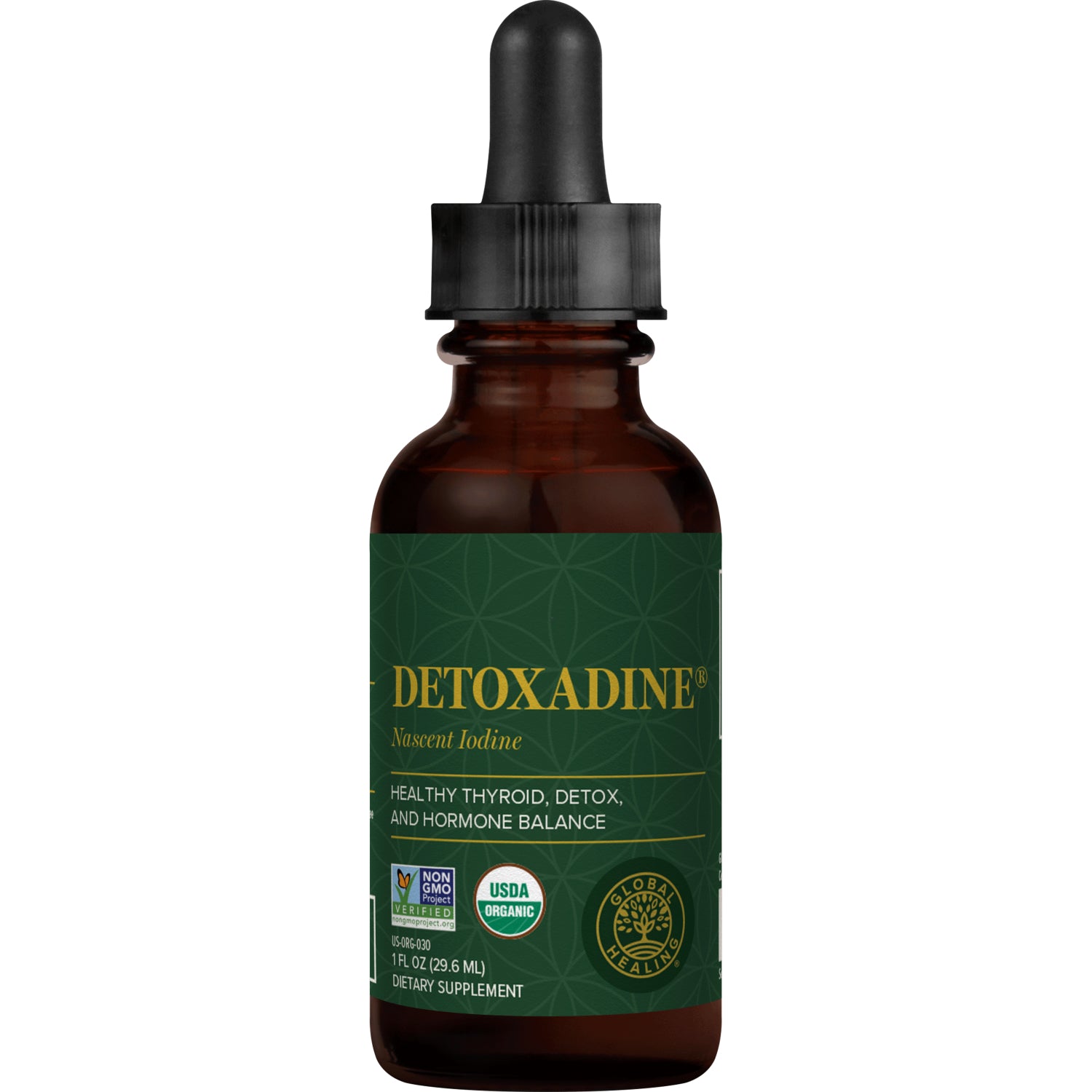 Global Healing Detoxadine Nacent Iodine Thyroid Support Bottle 1fl oz