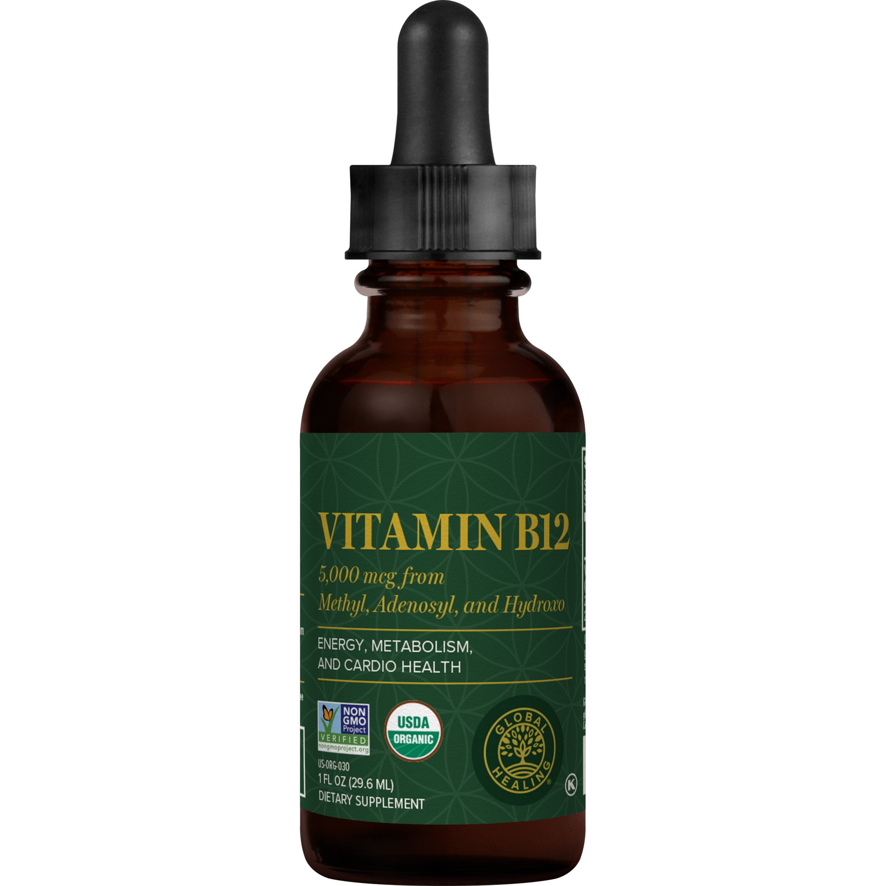 Global Healing Organic Vitamin B12 1fl Oz 29.6ml Bottle