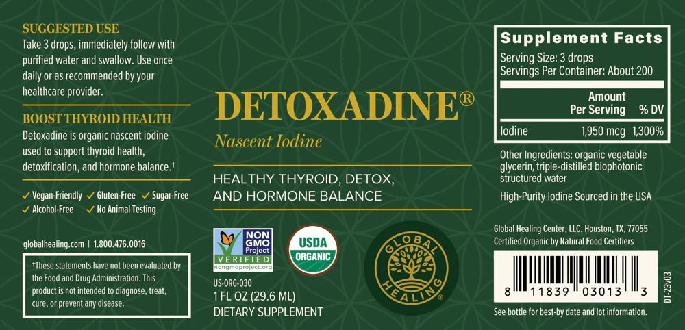 Nascent Iodine Detoxadine Bottle Label