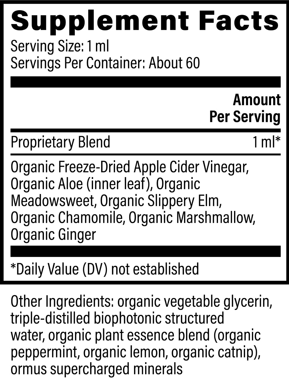 Acid Reflux Relief - Global Healing - Supplement facts