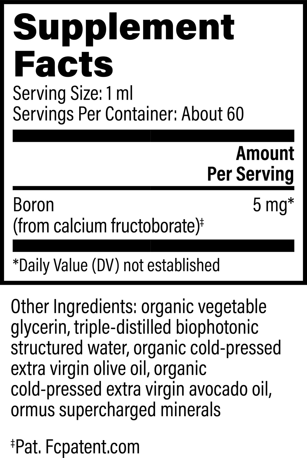 Global Healing Microsomal Boron Supplement Facts