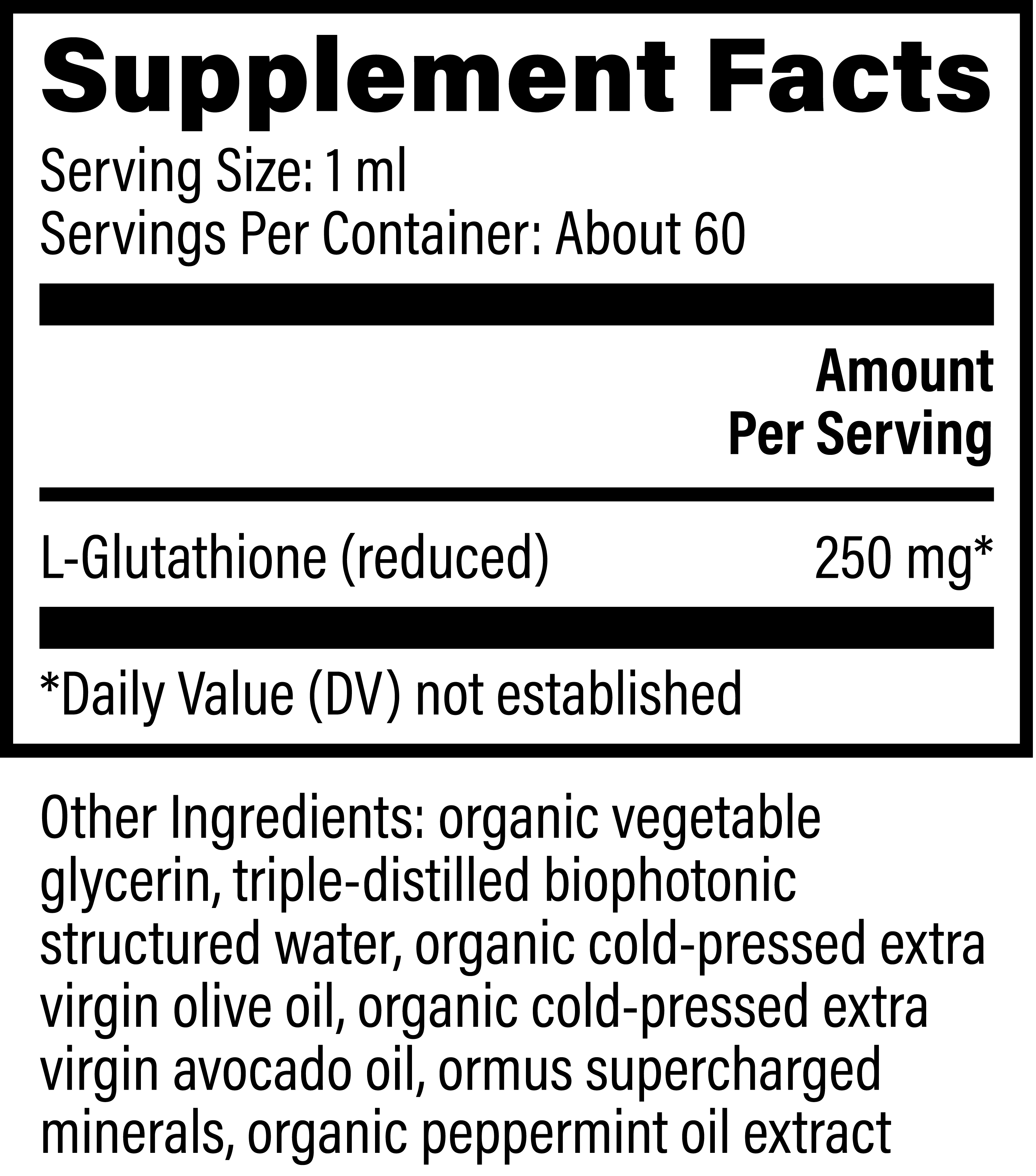 Global Healing Glutathione Supplement facts