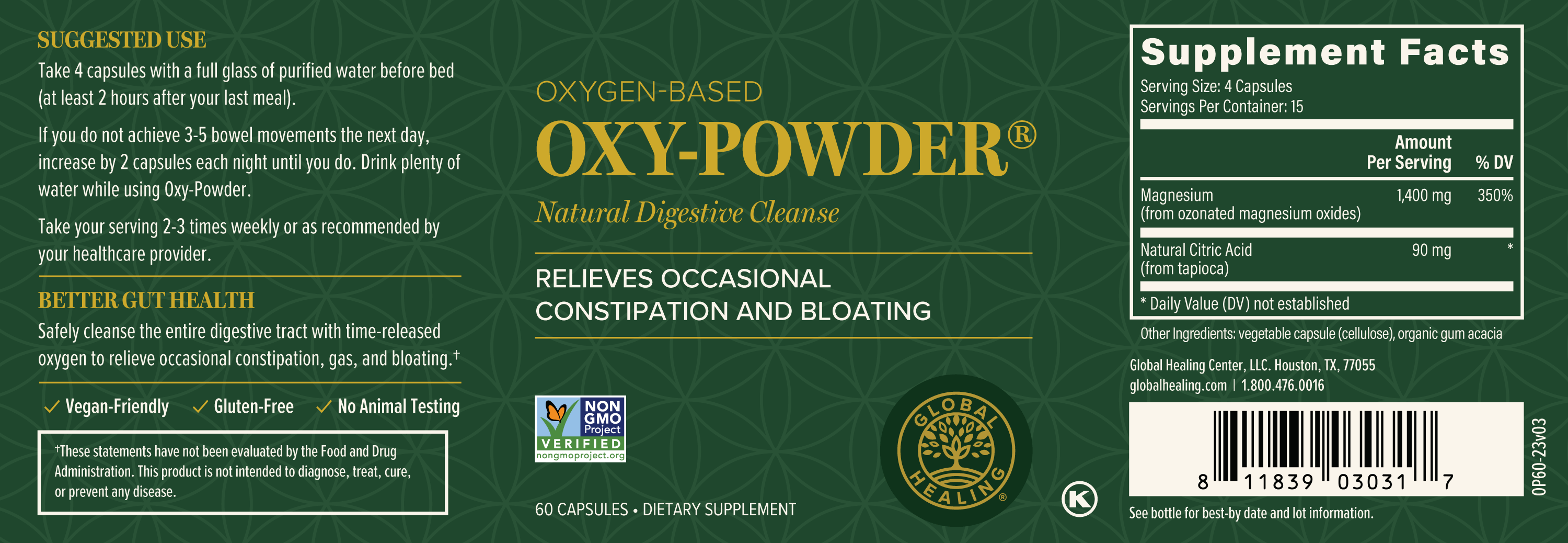 Oxy-Powder 60 capsules Bottle Label