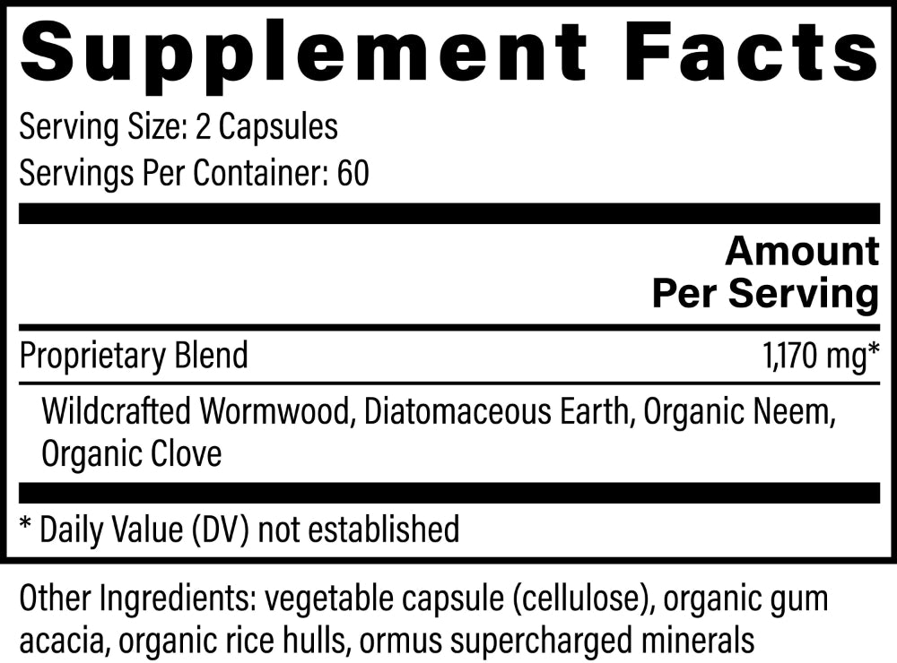 Global Healing's Paratrex1 is a targeted cleanse formulated to eliminate harmful organisms. Supplement Facts