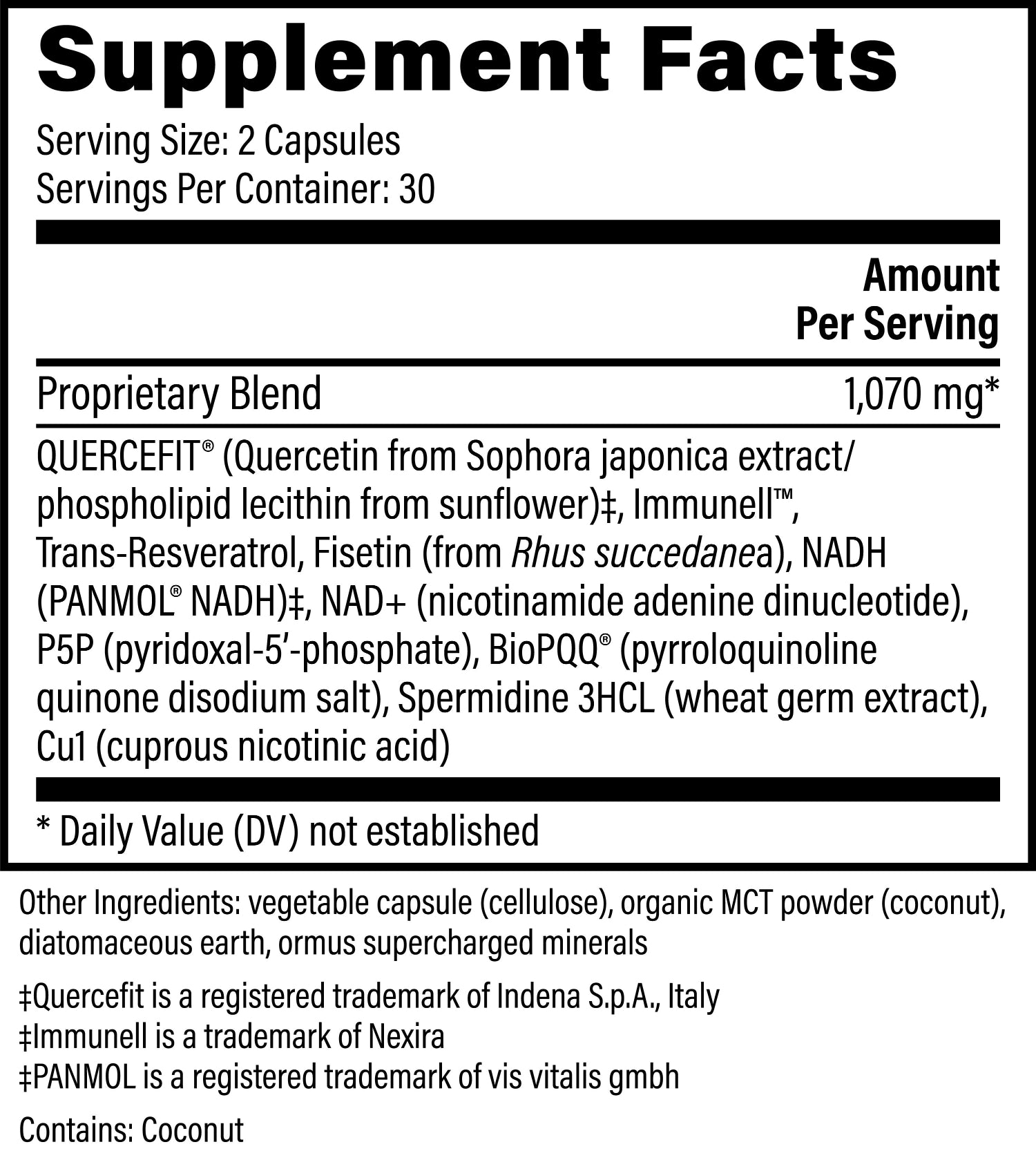 Ultimate Cellular Health by Global Healing 60 capsules Supplement Facts