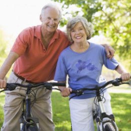 Man and woman cycling