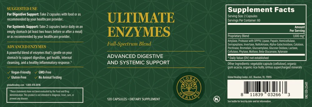Supplement Facts from the label of Ultimate Enzymes