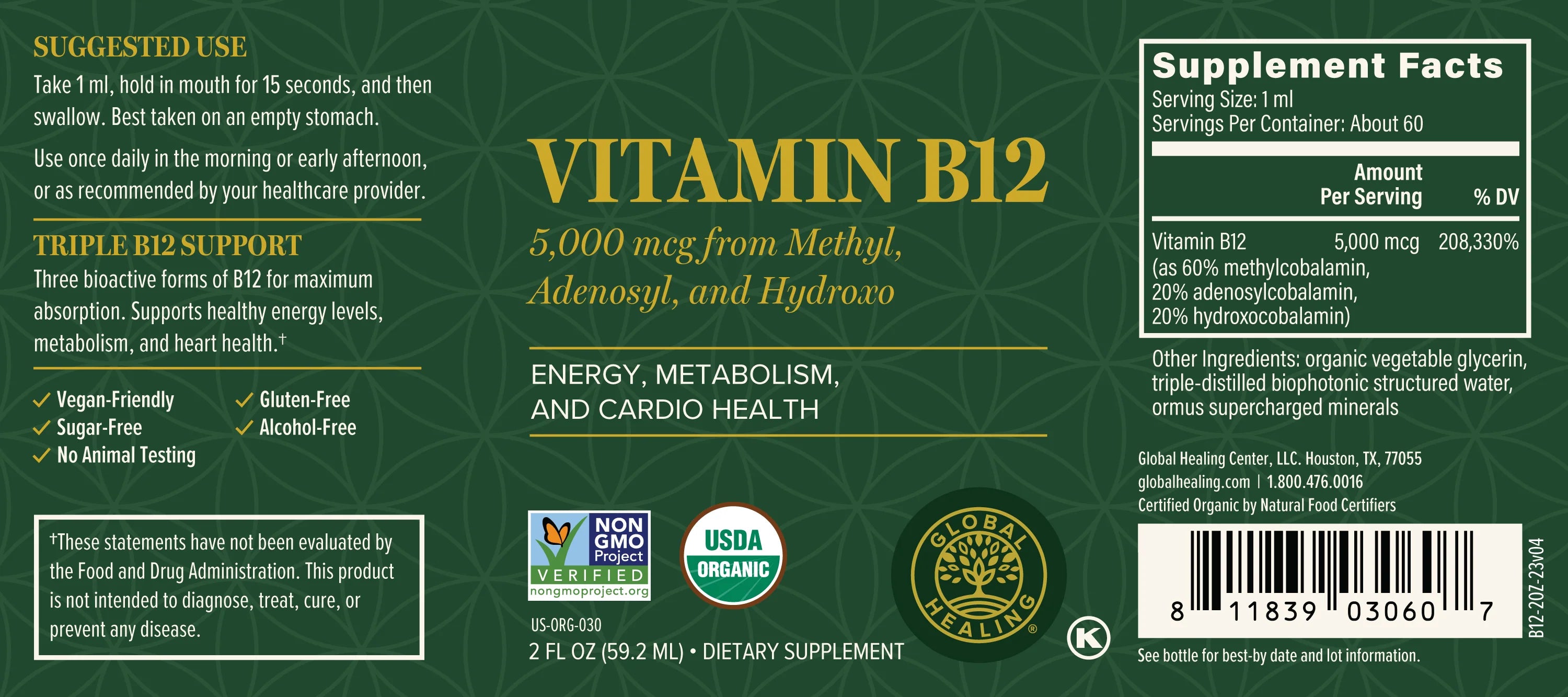 Vitamin B12 Bottle Label
