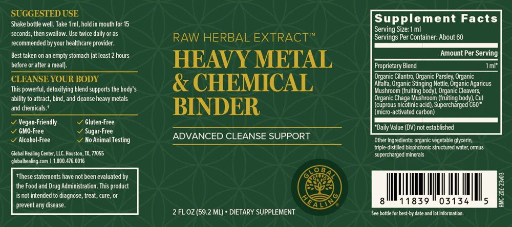 Heavy Metal & Chemical Binder Bottle Label