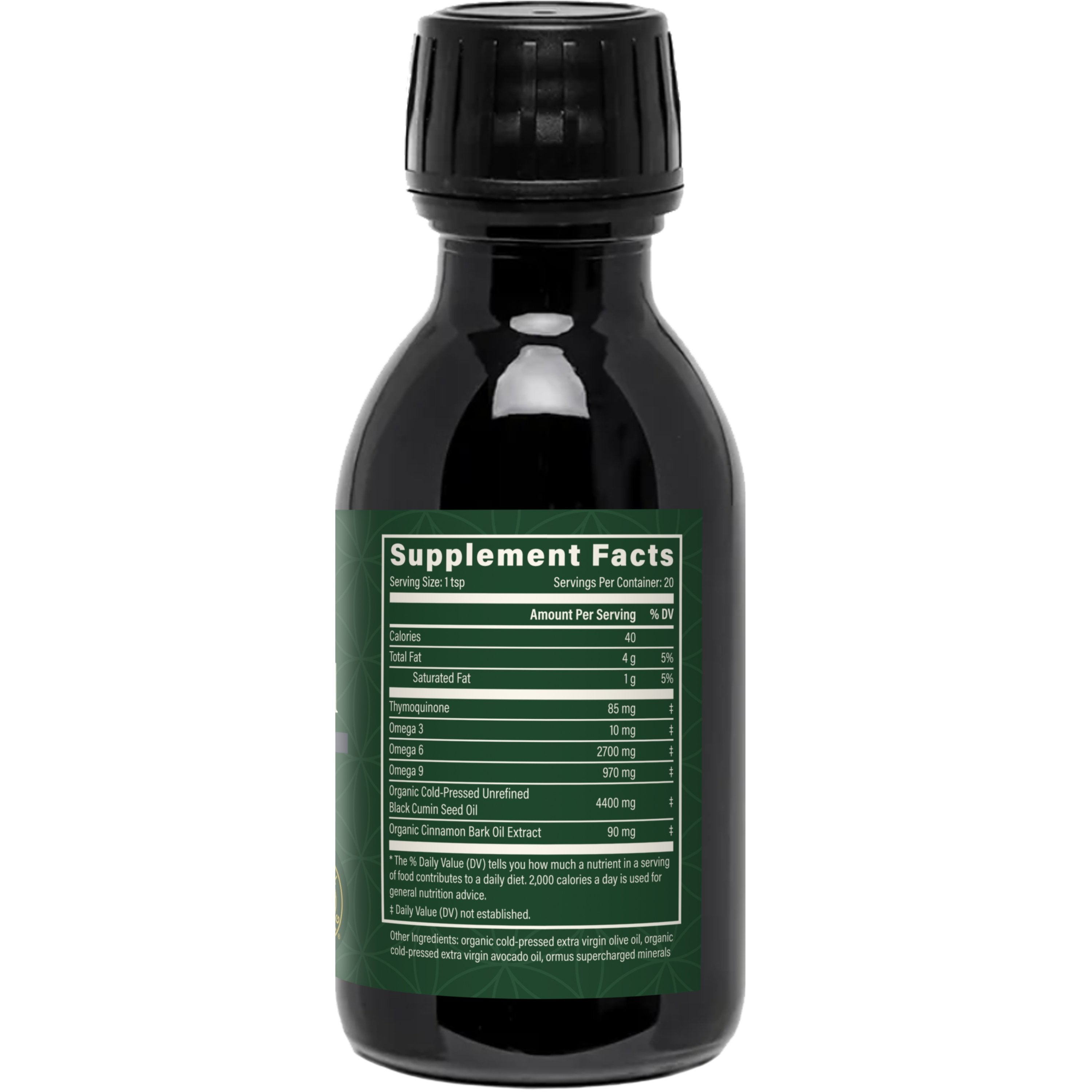 Egyptian Black Seed Oil 100ml Bottle Right View by Global Healing