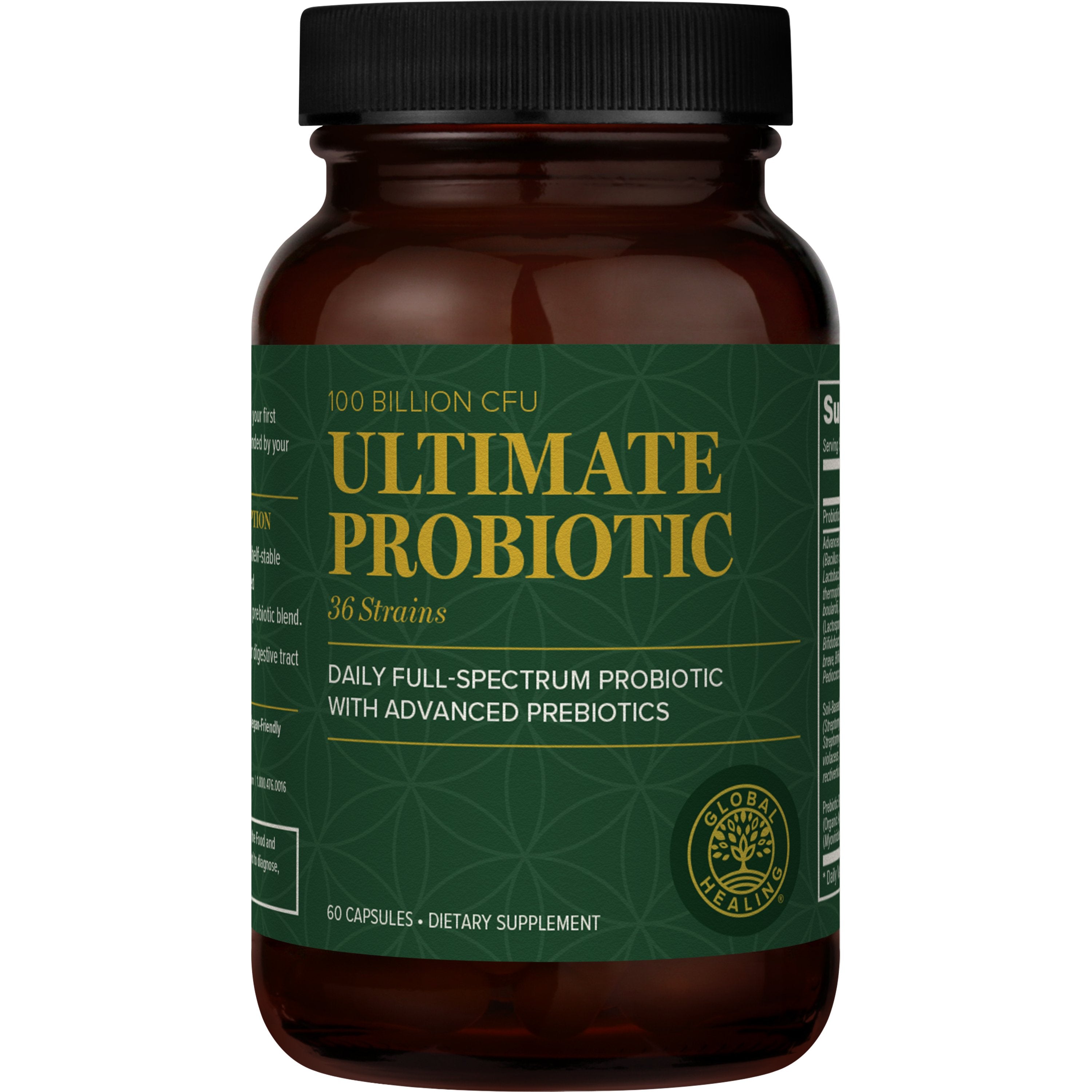 Global Healing Ultimate Probiotic - 100 Billion CFU Daily Probiotic & Prebiotic - 60 capsules.