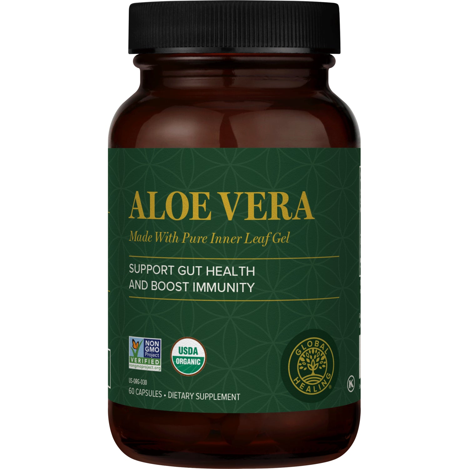Organic Aloe Vera by Global Healing Bottle 60 capsules