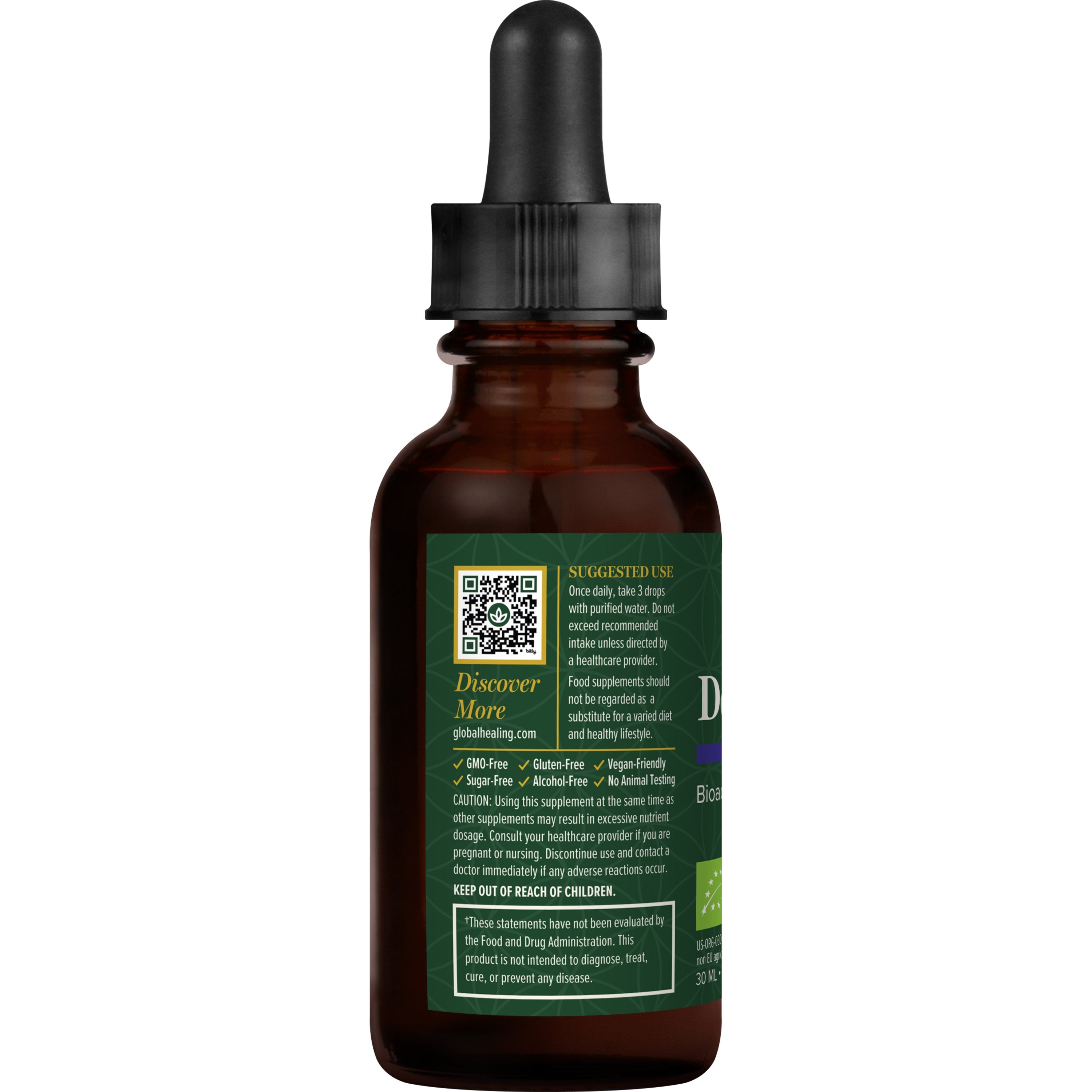 Detoxadine bottle left view by Global Healing Bottle