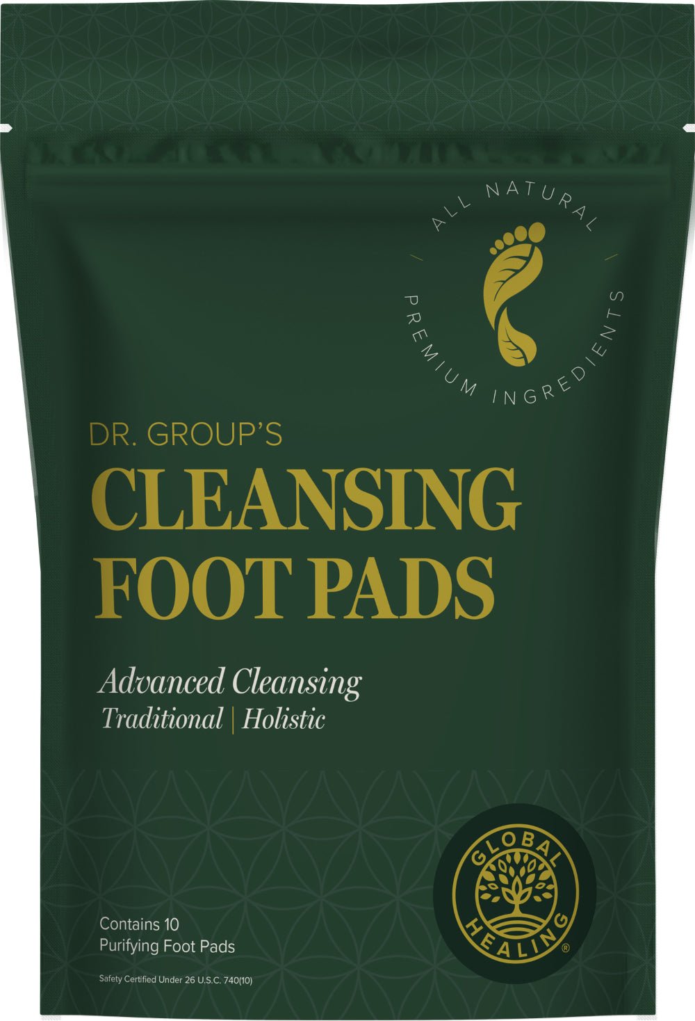 Dr Group's Cleansing Foot Pads by Global Healing 10 Foot Pads Pouch