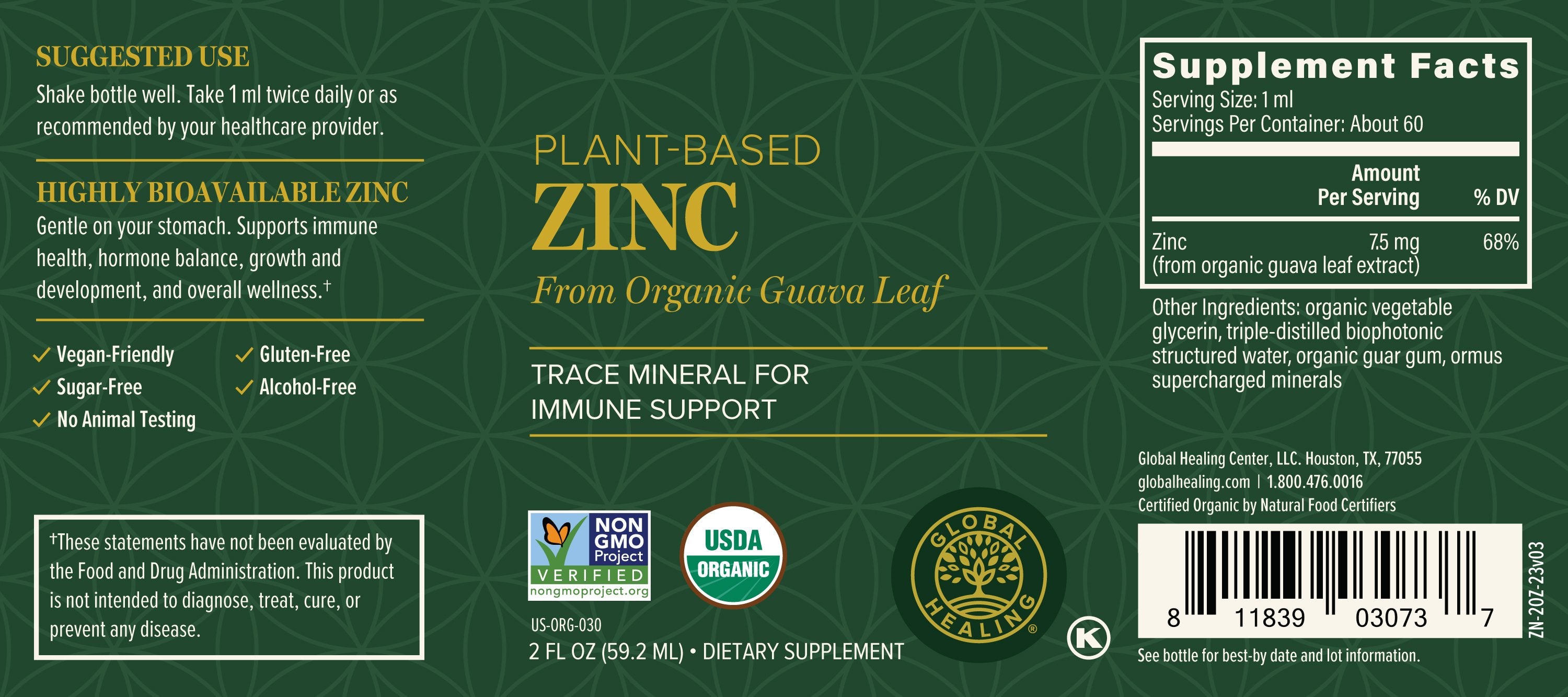 Global Healing Organic Plant Based inc from Guava Leaf Bottle Label 2fl oz 59.2ml
