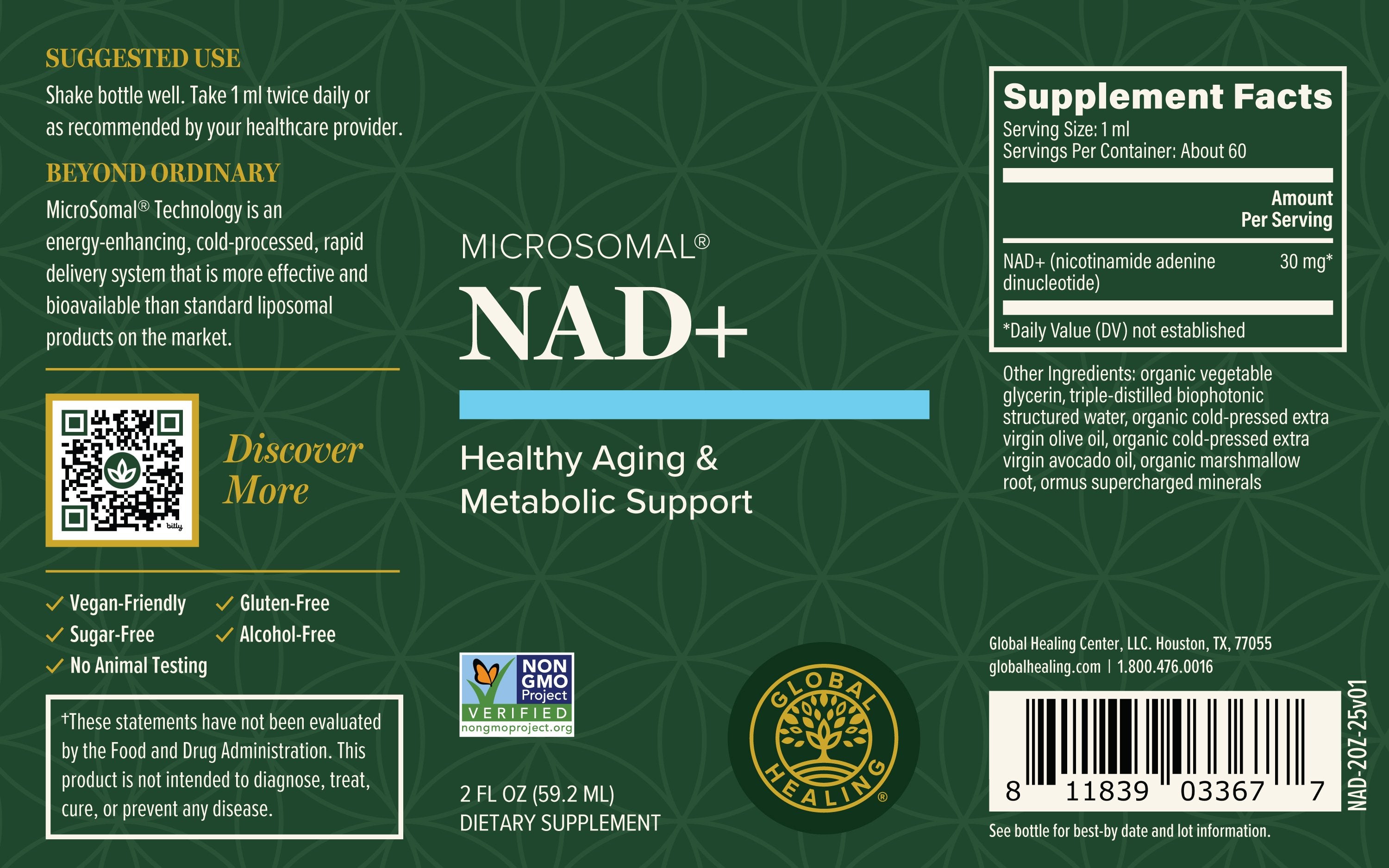 NAD+ Microsomal Nicotinamide Adenine Dinucleotide Bottle Label