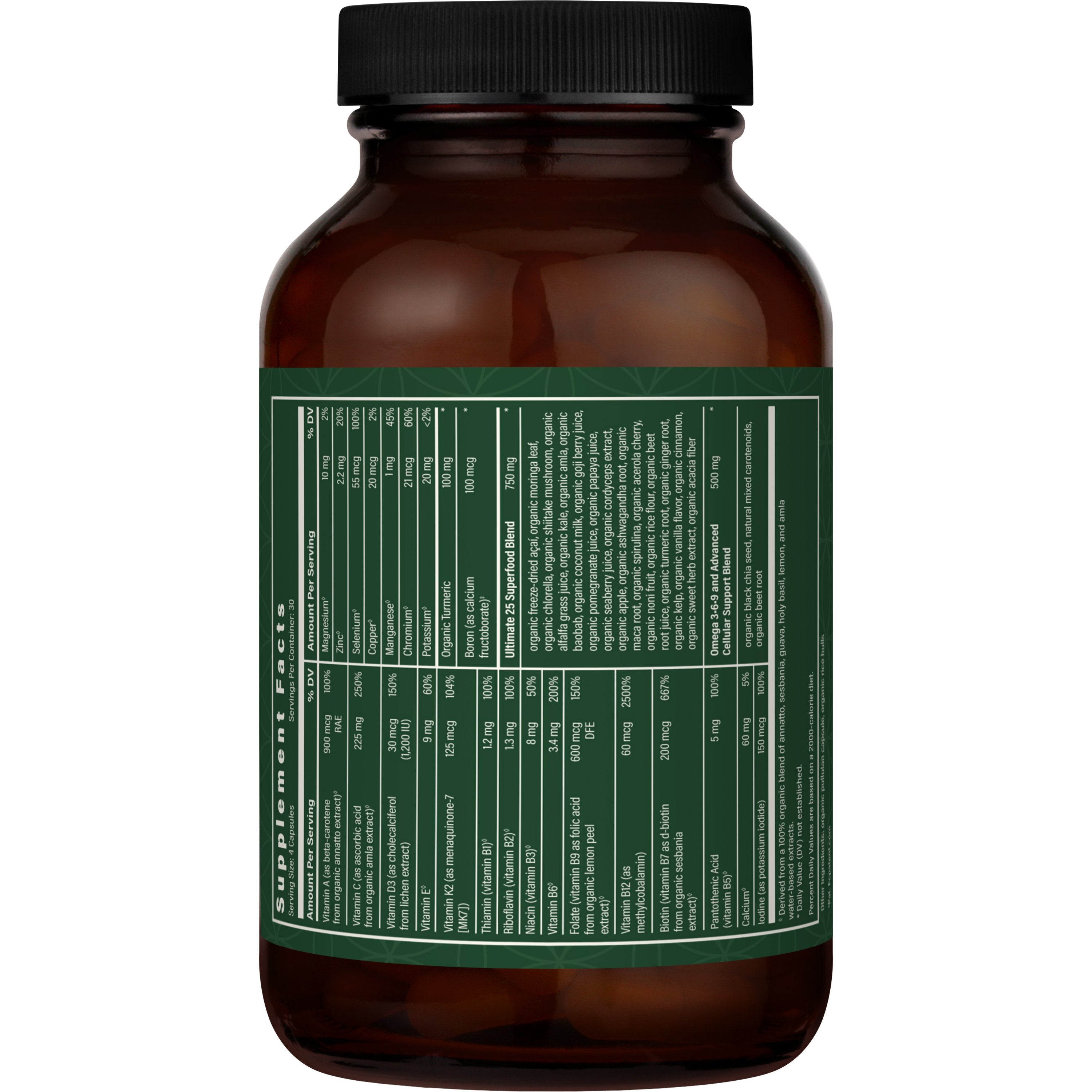 Organic Multivitamin With Minerals Bottle right view by Global Healing