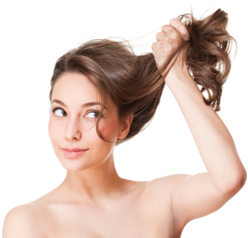 Woman lifting her healthy hair