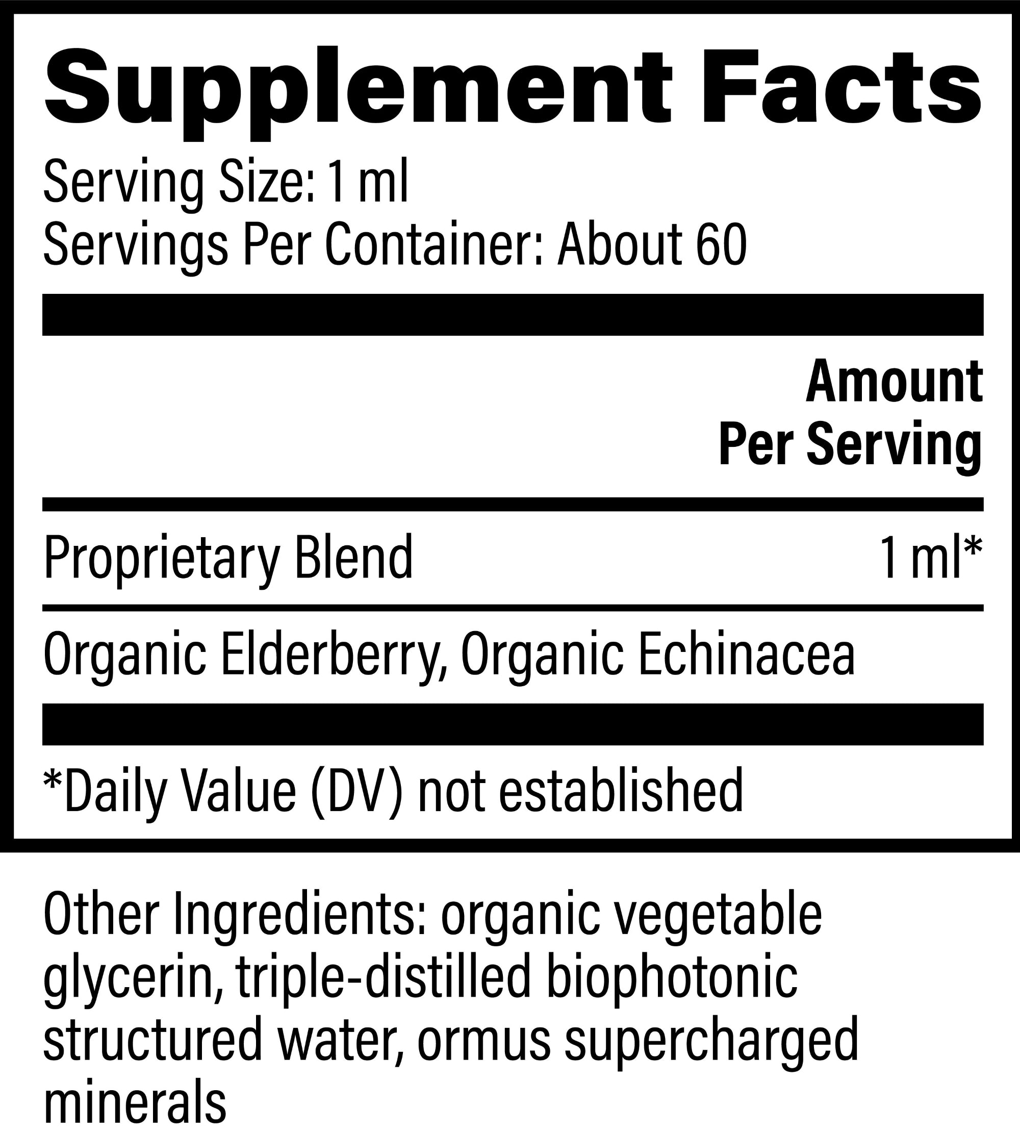Global Healing Elderberry & Echinacea Supplement Facts