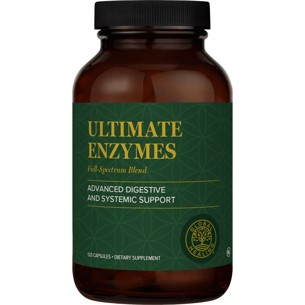 A bottle of Ultimate Enzymes by Global Healing