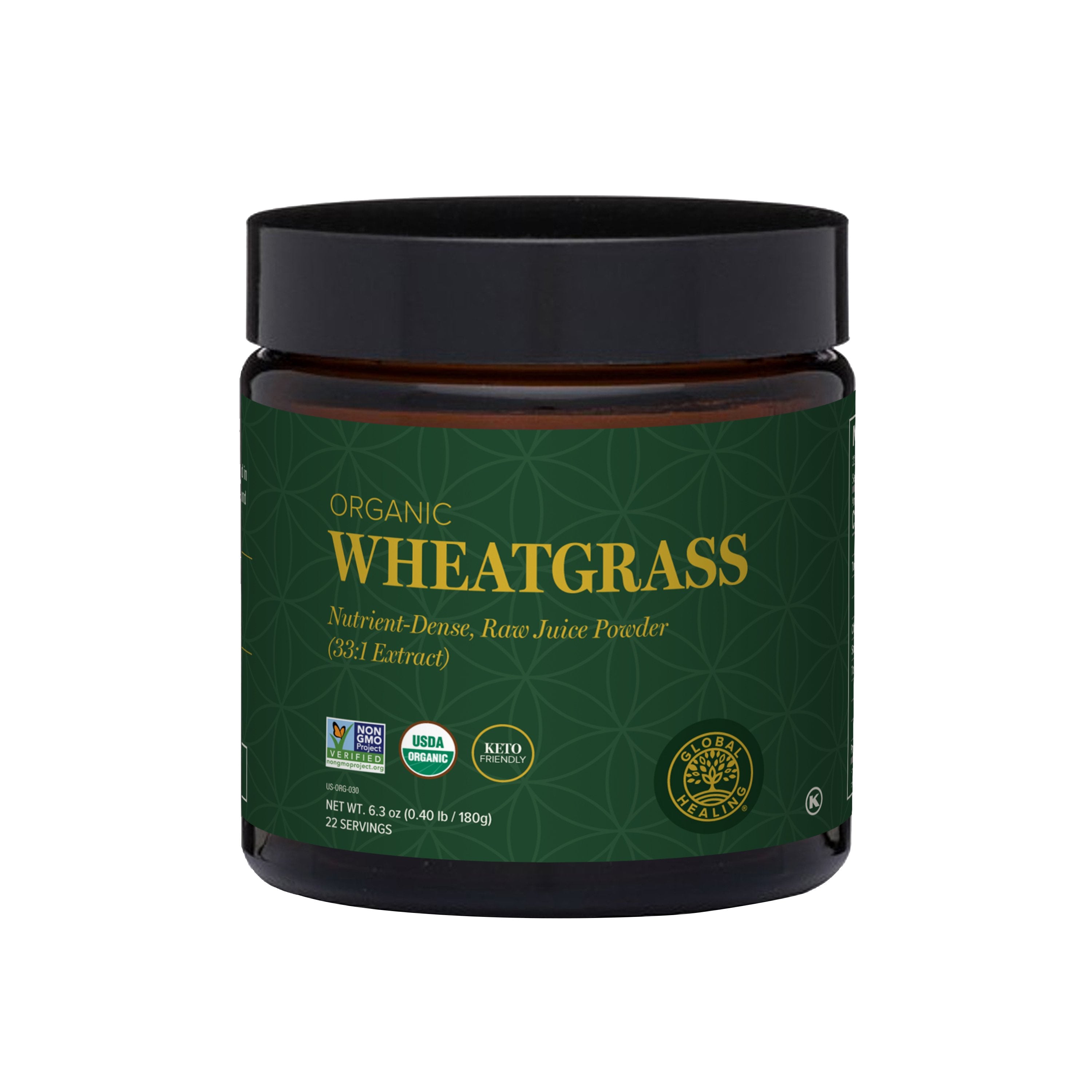 Organic Wheatgrass Raw Juice Powder by Global Healing 180g Tub