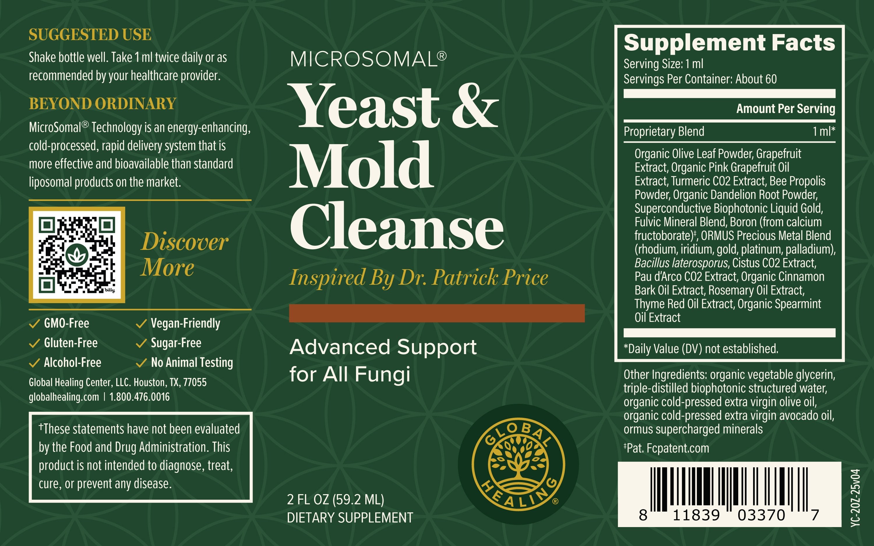 Yeast and Mould Cleanse Bottle Label by Global Healing