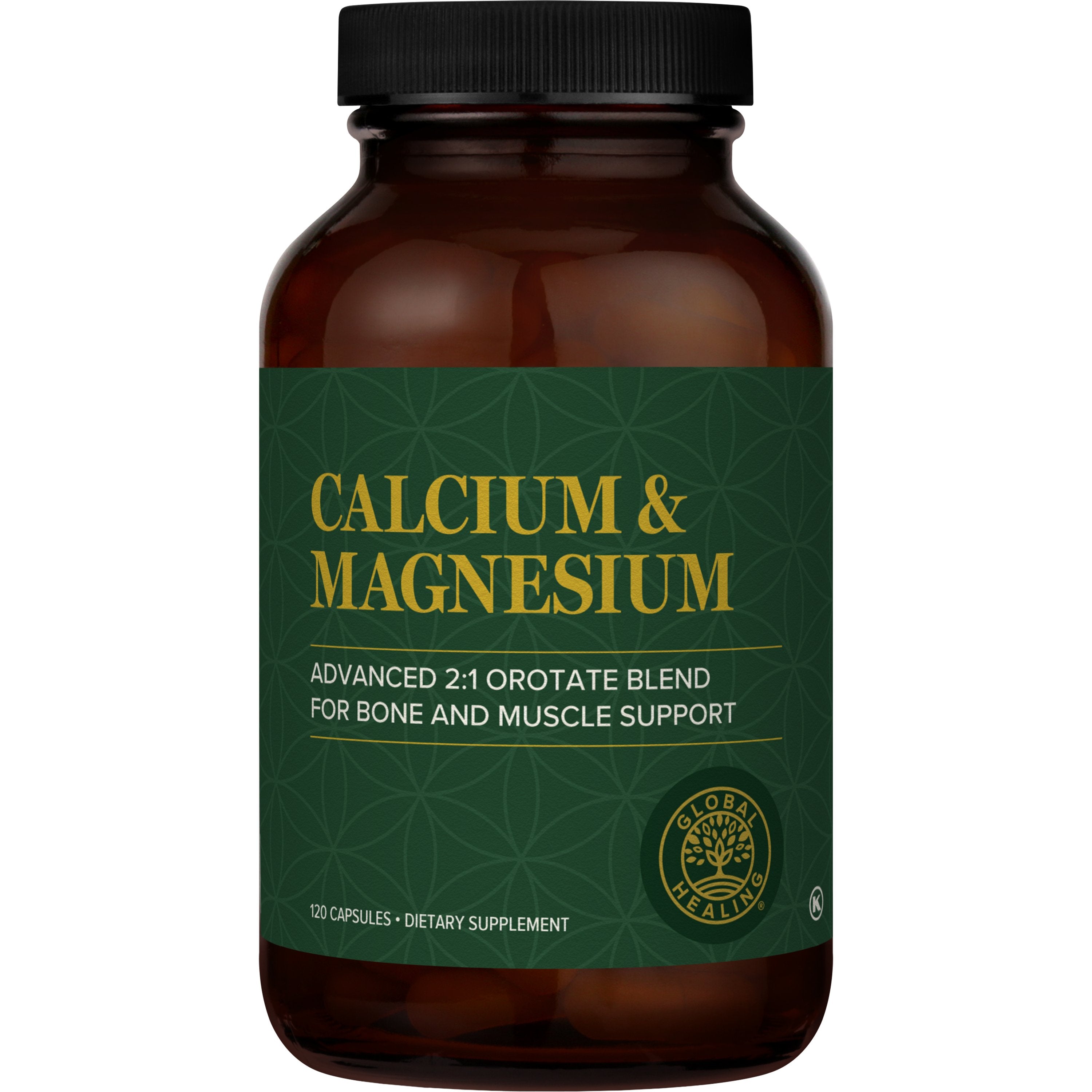 Global Healing Calcium and Magnesium  Orotate 120 Capsules Bottle