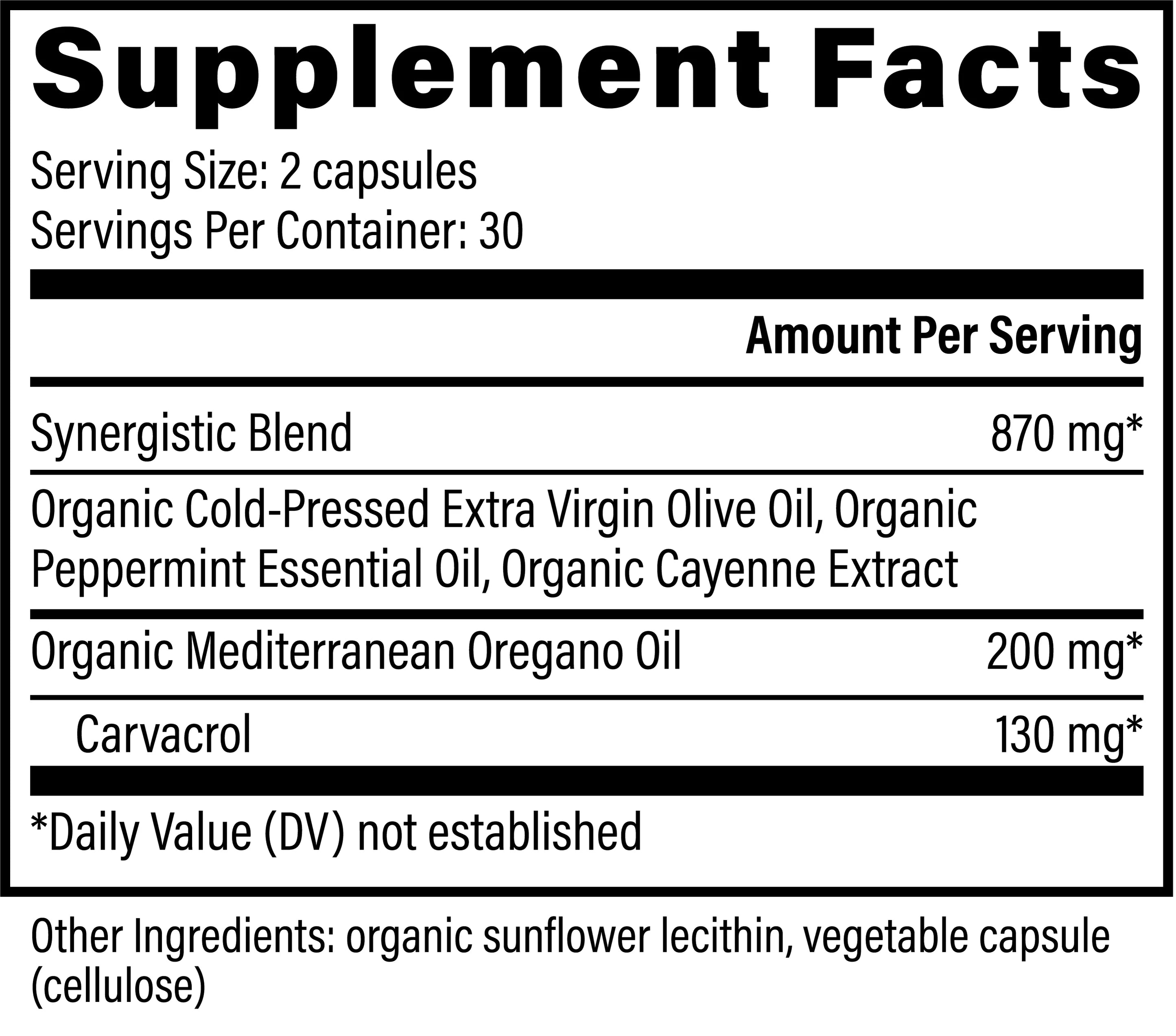 Oregano Oi lcapsules by Glbal Healing Supplement Facts