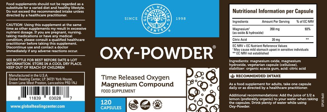 Supplement Facts from the label of Oxy-Powder