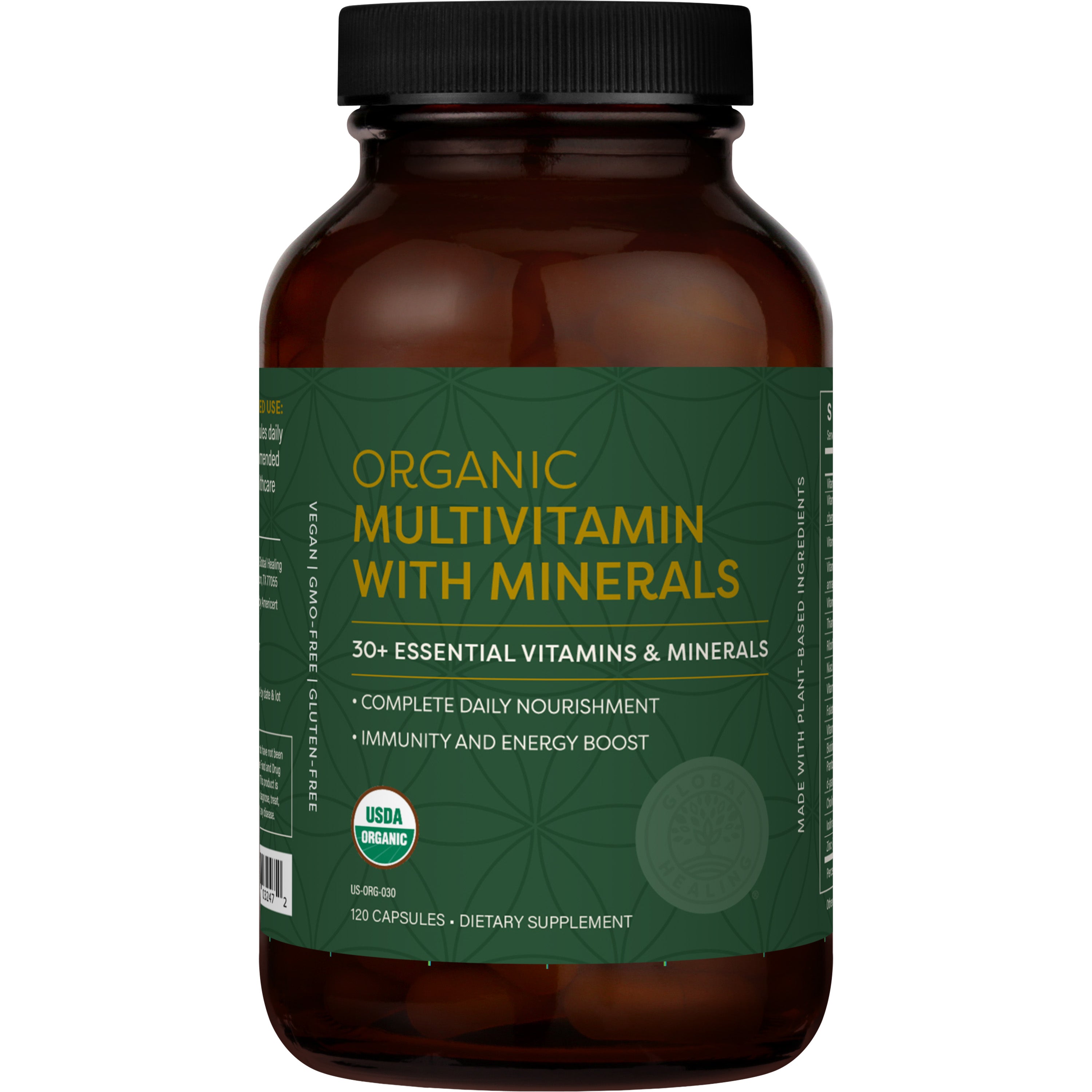 Global Healing Organic Mulitvitamin with minerals Bottle 120 capsules