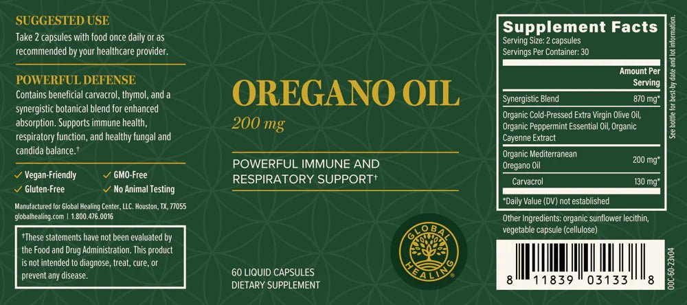 Oregano Oil Bottle label